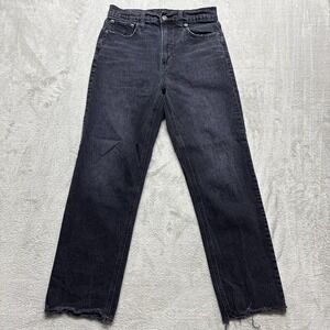 Gap Womens Cheeky Straight Sky High Jeans Size‎ 6R 28x26 Black Crop Denim Fray